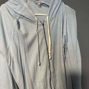 American Eagle Outfitters Light Blue Waffle Zip Hoodie